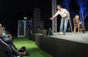 Noel Fitzpatrick on stage at Hay festival