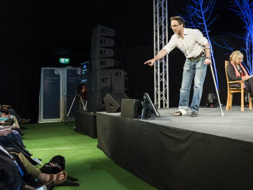 Noel Fitzpatrick on stage at Hay festival