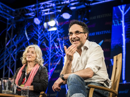 Noel with Rosie Boycott at Hay festival